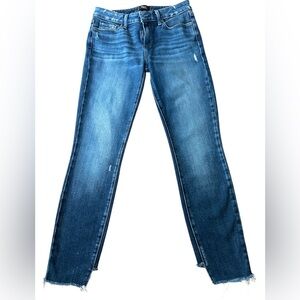 Paige Verdugo Ankle Skinny Jeans Dark Wash Distressed Raw Hem Size 27